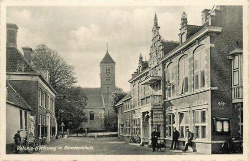 (377-409-009) Velsen Kerkweg met Gemeentehuis, Verzamelen, Ansichtkaarten | Nederland, Noord-Holland, Verzenden