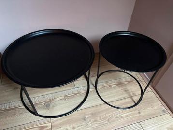 Woood Zwarte Bijzettafels - Set van 2
