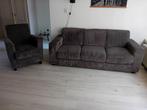 3 zits bank en fauteuil.    Grijze ribstof .Kan ook apart., Huis en Inrichting, Ophalen, Zo goed als nieuw, 75 tot 100 cm