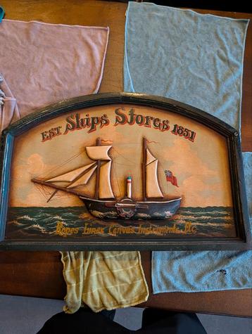 Vintage Houten Scheepsbord - EST Ships Stores 1851 beschikbaar voor biedingen