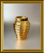 Oud glazen lepelvaasje: amberkleurig glas, Antiek en Kunst, Antiek | Glas en Kristal, Ophalen of Verzenden