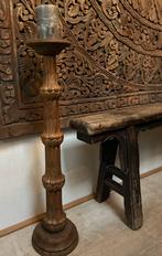Oude houten vloer kandelaar India oosters sober bohemian, Ophalen of Verzenden