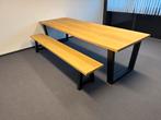 Grote eiken tafel met bank - woonkamer/kantoor, Huis en Inrichting, Tafels | Eettafels, Gebruikt, 100 tot 150 cm, Eikenhout, 200 cm of meer