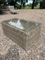 Tuintafel wicker met glasplaat, Ophalen of Verzenden, Gebruikt