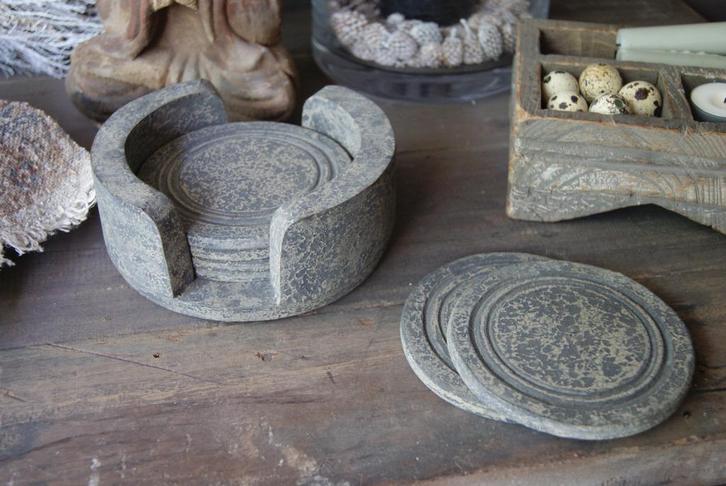 mooie onderzetters in houder stoer sober landelijk, Huis en Inrichting, Woonaccessoires | Onderzetters, Nieuw, Glas of Kopje, Ophalen of Verzenden