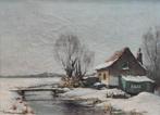 Willem Jan Pasman (1905-1984) - Wintergezicht met boerderij, Antiek en Kunst, Kunst | Schilderijen | Klassiek, Ophalen of Verzenden