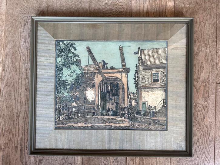 Kleuren houtsnede van Wilm Wouters (1887 - 1957), Antiek en Kunst, Kunst | Etsen en Gravures, Ophalen of Verzenden