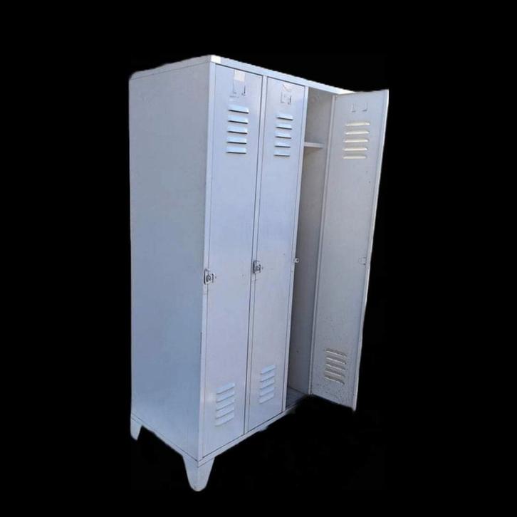 PRIJS VERLAAGD-Vintage 4 deurs lockerkast - grijs, Huis en Inrichting, Kasten | Lockerkasten, Gebruikt, Ophalen