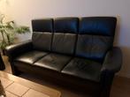 Zwart leder 3x zitbank combi (senioren) ; 1x3zits & 2x1 zits, Ophalen, 150 tot 200 cm, Zo goed als nieuw, Rechte bank