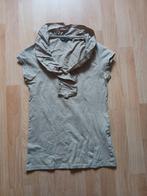 Mooie zandkleurige top met leuke hals in maat S., Kleding | Dames, Ophalen, Bruin, Zo goed als nieuw, Korte mouw