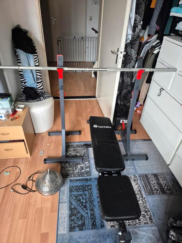 Krachtstation Tectake - Bankdrukset incl 100 kg gewicht, Sport en Fitness, Fitnessapparatuur, Gebruikt, Krachtstation, Ophalen