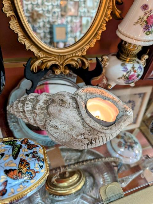 Schelp Kaarshouder, Huis en Inrichting, Woonaccessoires | Kandelaars en Kaarsen, Zo goed als nieuw, Kandelaar, Minder dan 25 cm