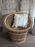 Vintage rotan fauteuil - boho ibiza stoel - handgevlochten, Ophalen