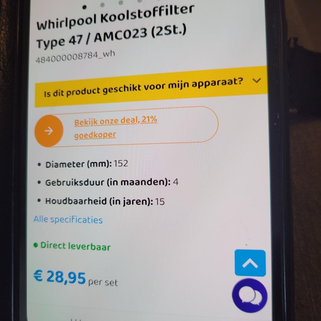 Whirlpool Koolstoffilter type 47/amco(2 stuks) voor je afzui, Ophalen of Verzenden, Nieuw, Overige typen
