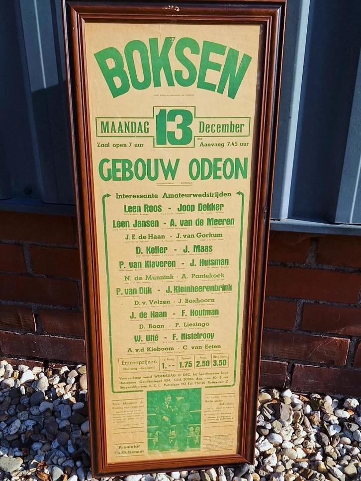 Boksposter, boks affiche van bokswedstrijden uit 1948👊, Sport en Fitness, Boksen, Gebruikt, Overige, Ophalen