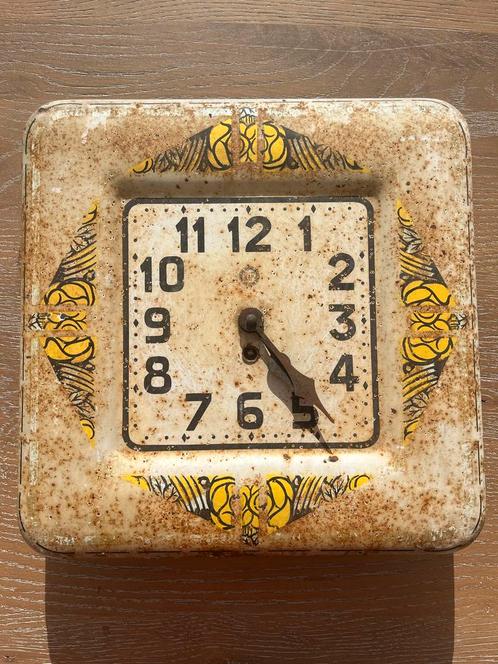 Oude Franse Emaille Klok - Jaren 40/50 - Decoratief, Antiek en Kunst, Antiek | Klokken, Ophalen of Verzenden