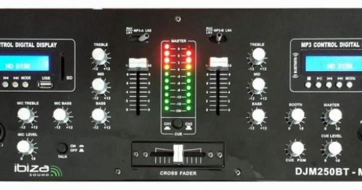 2-Kanaals DJ mengpaneel met USB, SD & Bluetooth, Muziek en Instrumenten, Mengpanelen, Zo goed als nieuw, Minder dan 5 kanalen