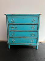 Vintage turquoise kastje met ladegrepen, Antiek en Kunst, Antiek | Meubels | Kasten, Ophalen