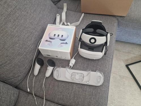 Meta Quest 3 512GB + BoboVR S3 Pro (meer batterij) + meer, Spelcomputers en Games, Virtual Reality, Zo goed als nieuw, Pc, VR-bril