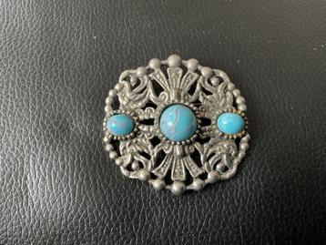 Vintage Broche met Turquoise Stenen beschikbaar voor biedingen