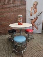 FIFTIES SIXTIES AMERIKAANSE BEL AIR  BARKRUKKEN + BAR TAFEL, Ophalen, Met voetsteun, Zo goed als nieuw, Metaal