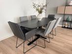 Enzo Luca eettafel en stoelen, Huis en Inrichting, Tafels | Eettafels, Ophalen, 100 tot 150 cm, Eikenhout, 200 cm of meer