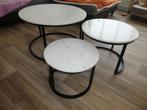 set van 3 marmeren salon tafels, Huis en Inrichting, Tafels | Salontafels, Ophalen, Overige materialen, 50 tot 100 cm, Rond