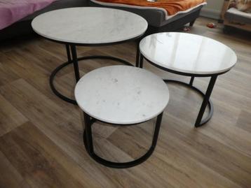 set van 3 marmeren salon tafels