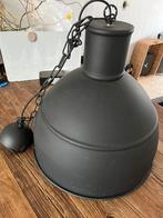 2 hanglampen zwart industrieel diameter 49 cm, Gebruikt, Metaal, 50 tot 75 cm, Ophalen