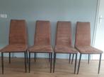 4 Eetkamerstoelen cognac, Ophalen of Verzenden, Gebruikt, Bruin