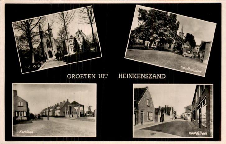 Heinkenszand - Raadhuisplein - Auto, Verzamelen, Ansichtkaarten | Nederland, Gelopen, Zeeland, 1940 tot 1960, Ophalen of Verzenden