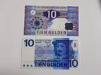 2 briefjes van 10 gulden, ongevouwen, Ophalen of Verzenden, 10 gulden, Los biljet