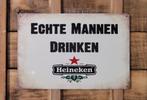 Echte mannen drinken Heineken bier reclamebord van metaal, Verzamelen, Biermerken, Ophalen of Verzenden, Nieuw, Reclamebord, Plaat of Schild