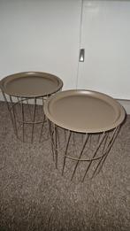 2 bijzettafeltjes, Minder dan 55 cm, Metaal of Aluminium, Rond, Nieuw