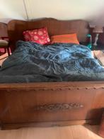 Vintage antiek bed met matras, Huis en Inrichting, Slaapkamer | Bedden, Ophalen, Gebruikt, Bruin, Vintage