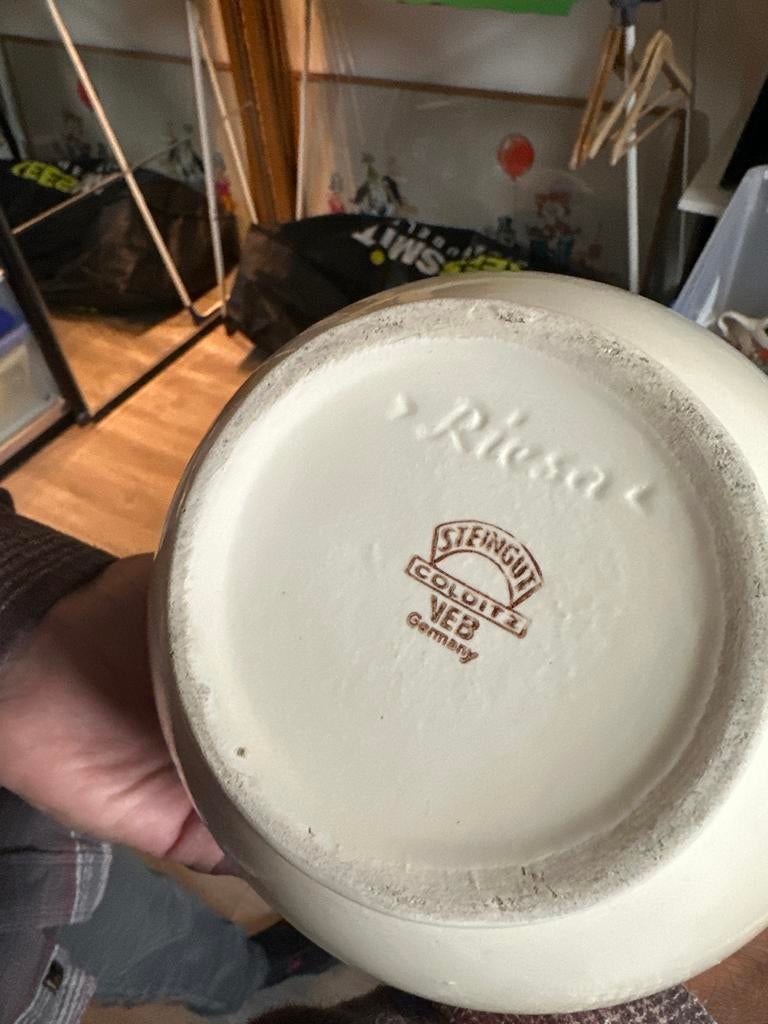 Vintage VEB Steingut Colbitz Riesa waterkan Krug, Ophalen of Verzenden