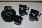 Servies, zwart met bloemmotief., Ophalen of Verzenden, Overige stijlen