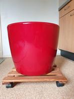 Complete grote Rode Bloempot op Wielen, Tuin en Terras, Kunststof, Rond, Zo goed als nieuw, Minder dan 40 cm