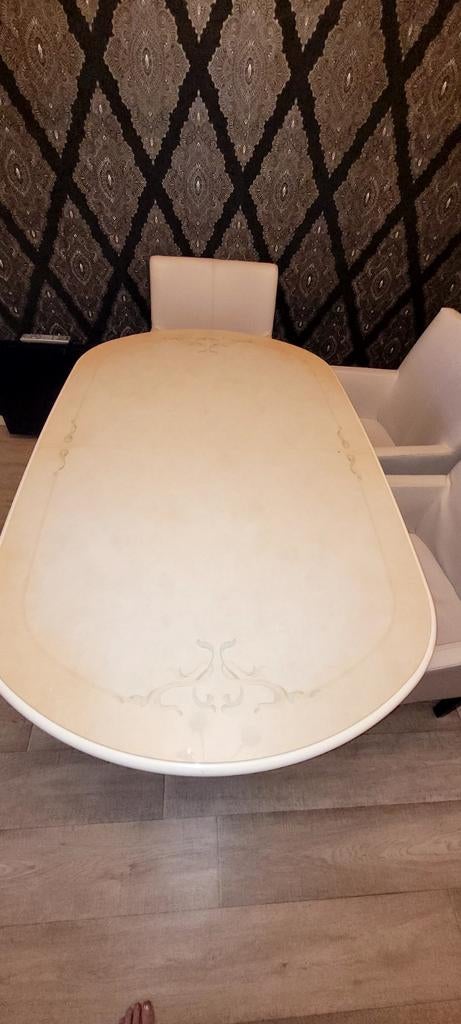 Italiaanse Hoogglans Uitschuifbare Eettafel, Huis en Inrichting, Tafels | Eettafels, Ophalen, Gebruikt, 200 cm of meer, 50 tot 100 cm