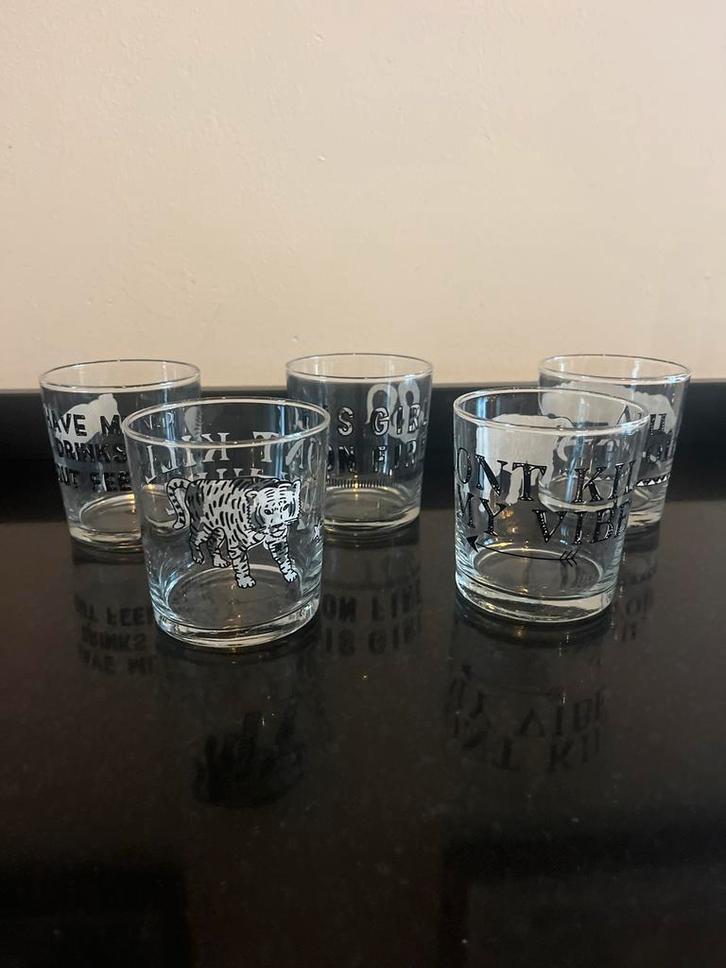 Blond Amsterdam Noir Waterglazen - Verschillende Prints, Huis en Inrichting, Keuken | Servies, Zo goed als nieuw, Glas of Glazen