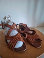 Di Donna leren sandalen met sleehak, Anneonline, Steenbergen, Di Donna, Bruin