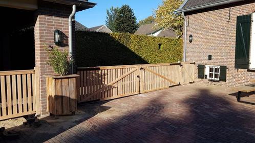 Douglas, grenen en zwart gespoten dubbele tuinpoorten, Tuin en Terras, Tuinpoorten, Nieuw, Draaipoort, Hout, 200 cm of meer, Ophalen of Verzenden