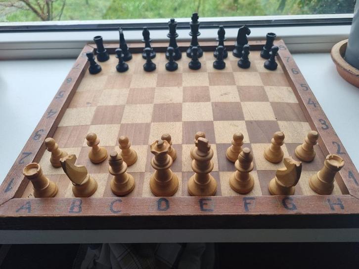 Vintage schaak- en damspel, Hobby en Vrije tijd, Gezelschapsspellen | Bordspellen, Gebruikt, Ophalen of Verzenden