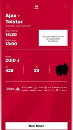 Ticket Ajax - Telstar, Tickets en Kaartjes, Losse kaart, Eén persoon, Augustus