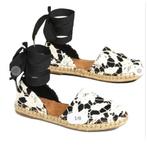 TOMS Katalina Black & White Floral Lace Espadrille schoen 37, Zwart, Overige typen, Nieuw, Ophalen of Verzenden