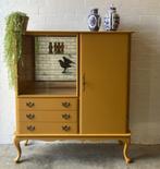 Vintage antiek vitrinekast,high-board,dressoir restyled, 100 tot 150 cm, 100 tot 150 cm, Ophalen of Verzenden, Zo goed als nieuw