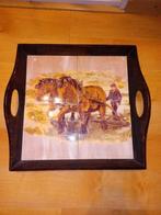 Mooi houten dienblad met decoratieve tegels, Ophalen of Verzenden, Zo goed als nieuw, Vierkant, Hout