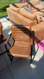 Industriële leren stoelen 3x, Huis en Inrichting, Ophalen, Zo goed als nieuw, Bruin, Leer