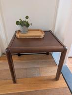 Vintage Mid century bijzettafeltje donker hout, Ophalen, Zo goed als nieuw, Hout, Minder dan 55 cm