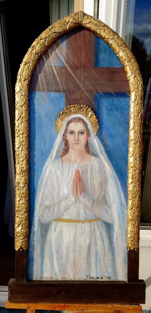 Jenny TVERMOES (1867-1944) Madonna 1929, olieverf op panel, Antiek en Kunst, Kunst | Schilderijen | Klassiek, Verzenden